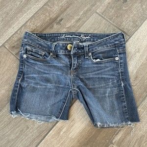 American Eagle MIDI Super Stretch Blue Cut Off Shorts Size 00